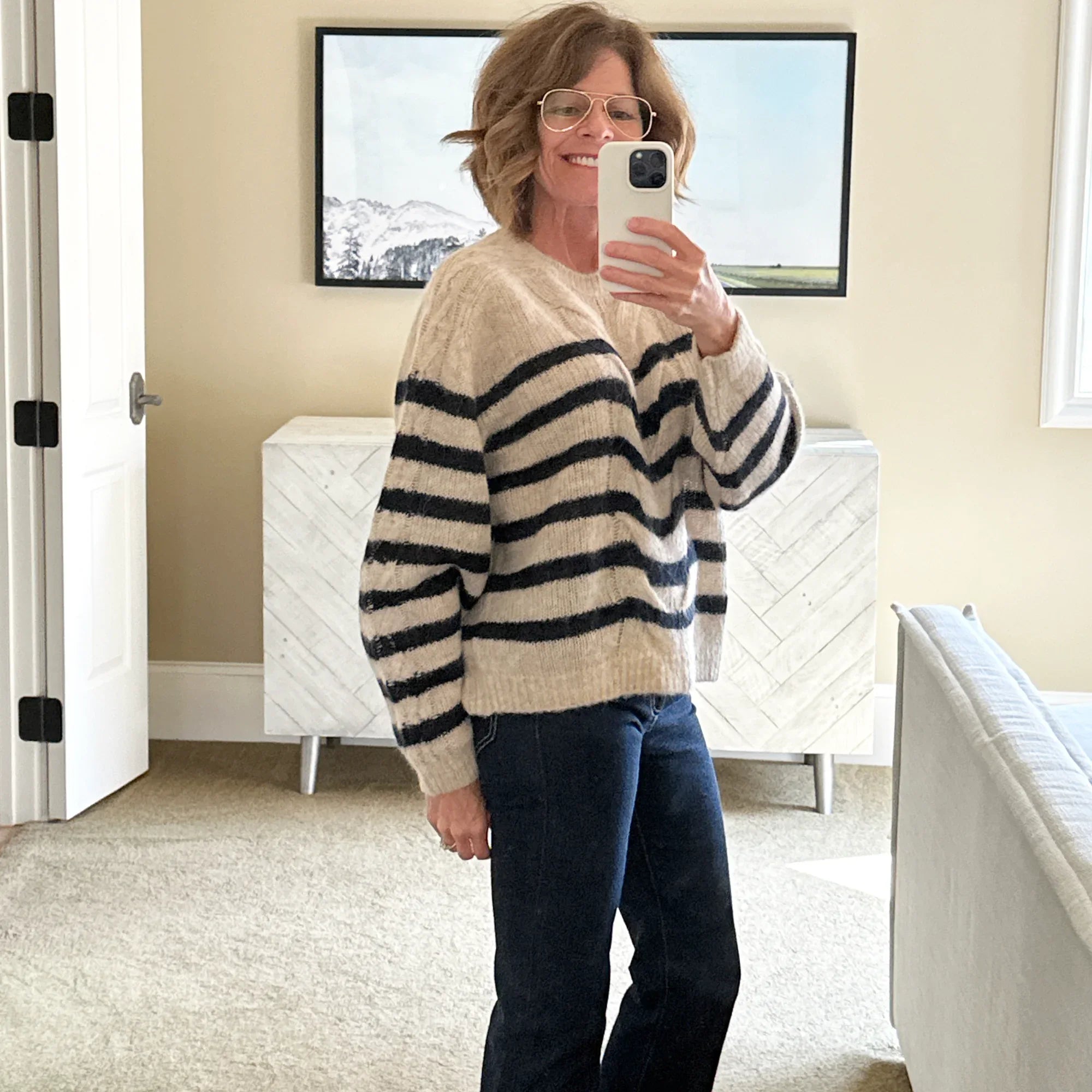 RAG & BONE Mia Striped Wool Alpaca Cable Sweater M - flyKAMP