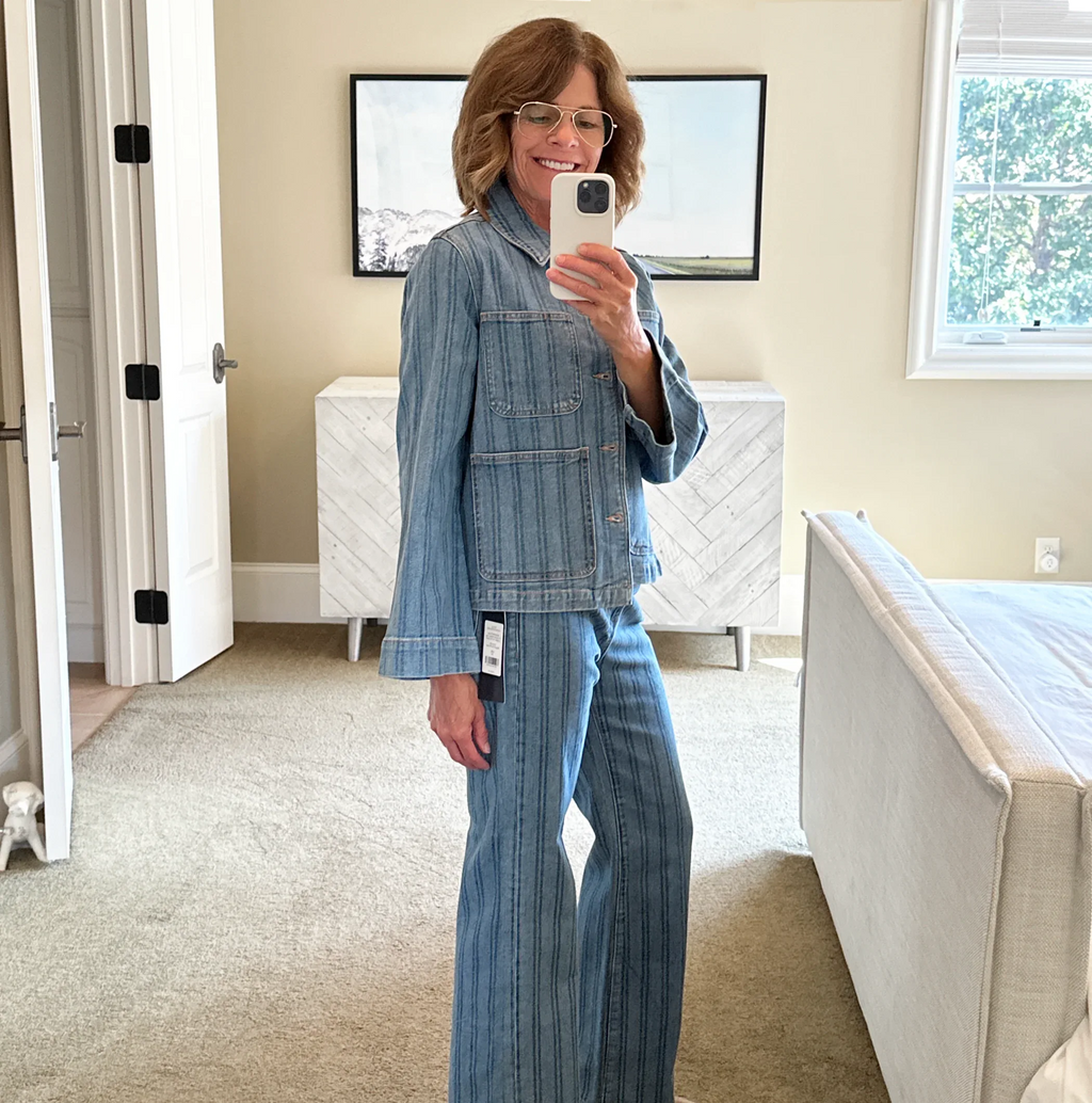 VERONICA BEARD Dahl Striped Denim Jacket XS - flyKAMP