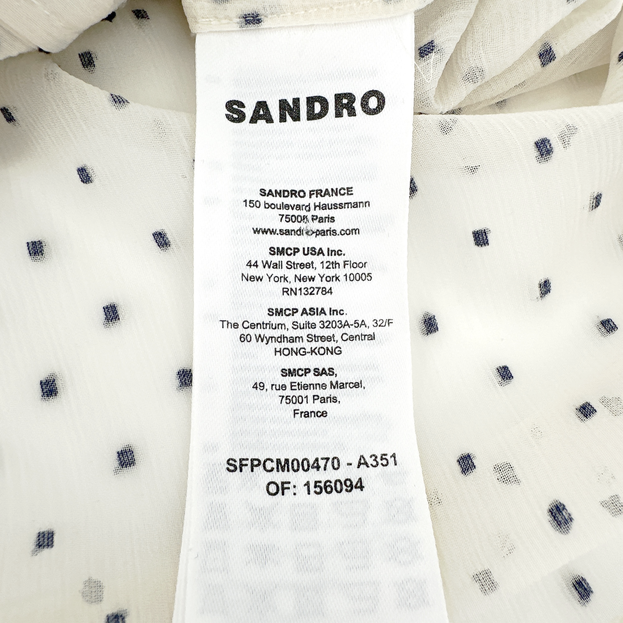 SANDRO Noelle Jabot Detail Swiss Dot Blouse 2|M Sandro