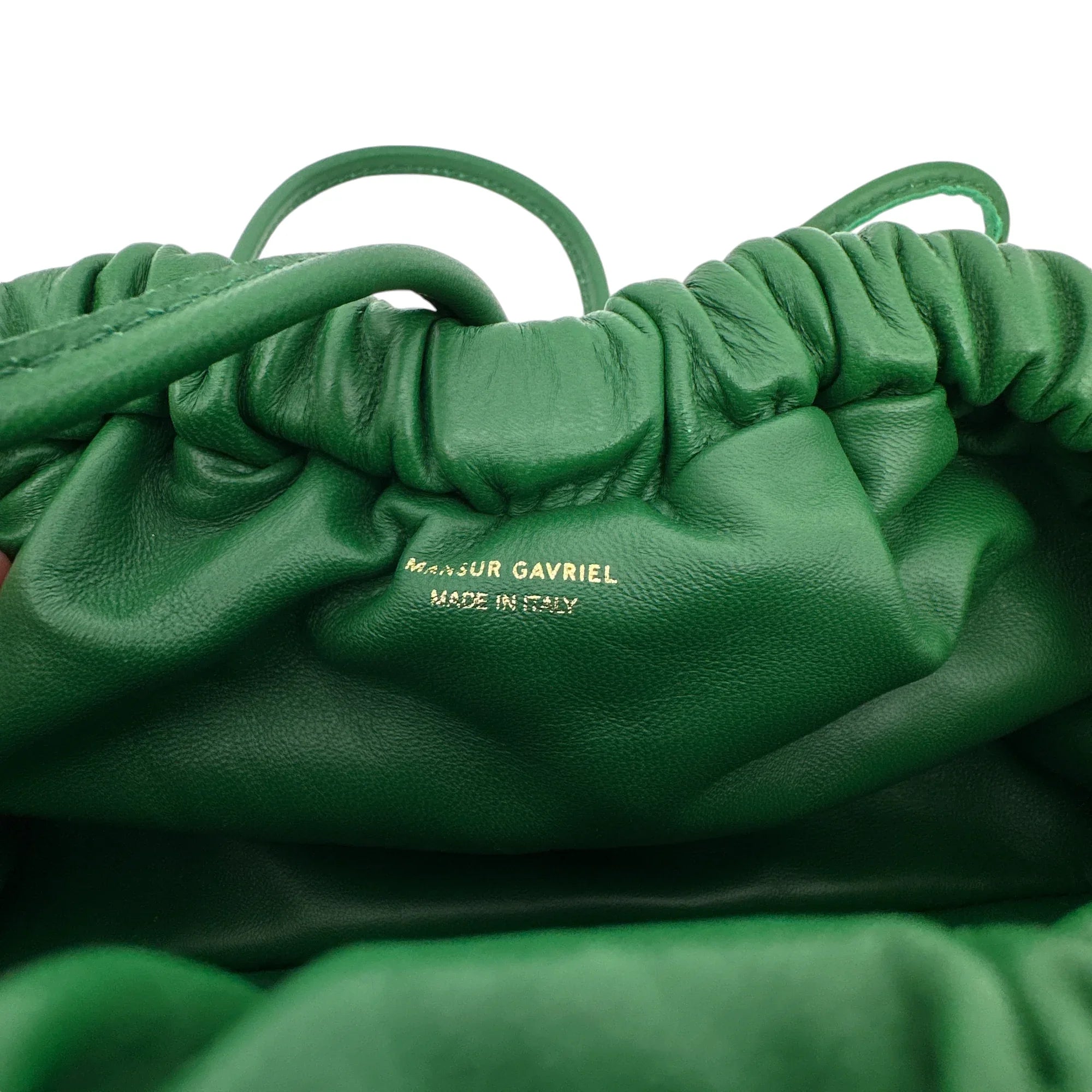MANSUR GAVRIEL Mini Cloud Clutch Bag in Emerald Shearling - flyKAMP