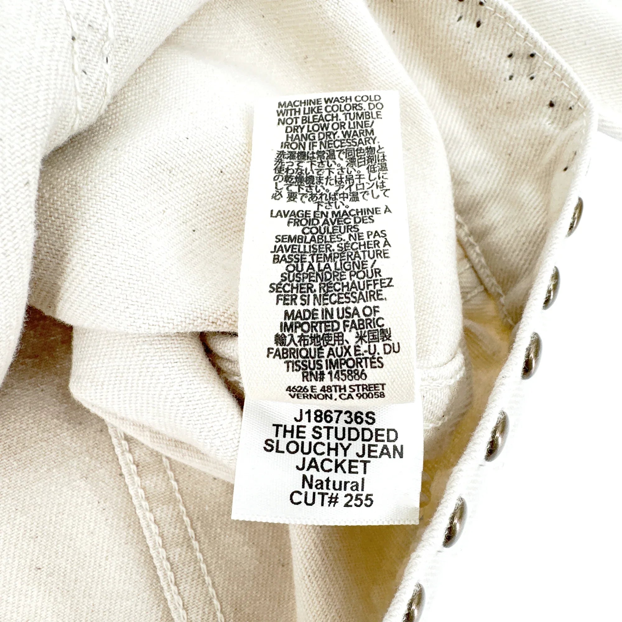 THE GREAT. The Studded Slouchy Jean Jacket.in Natural 1|S - flyKAMP