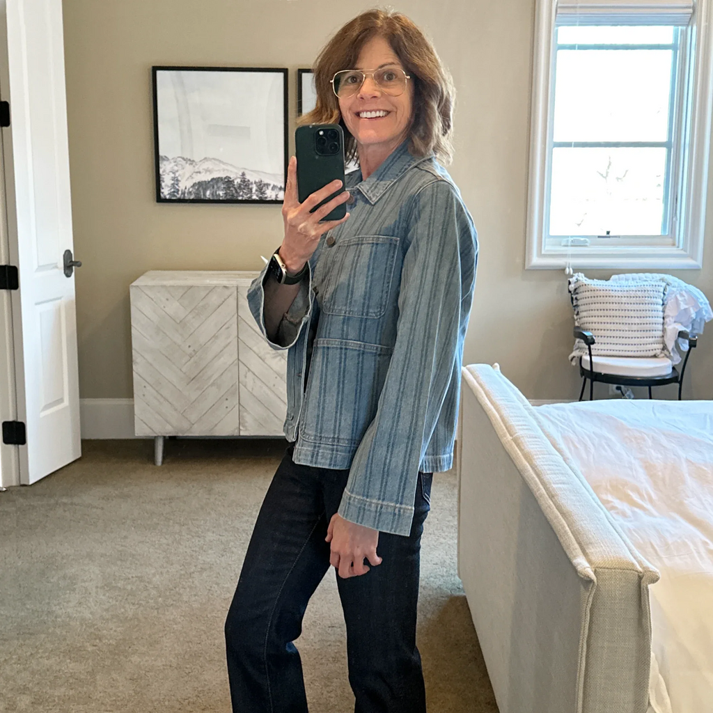 VERONICA BEARD Dahl Striped Denim Jacket S - flyKAMP