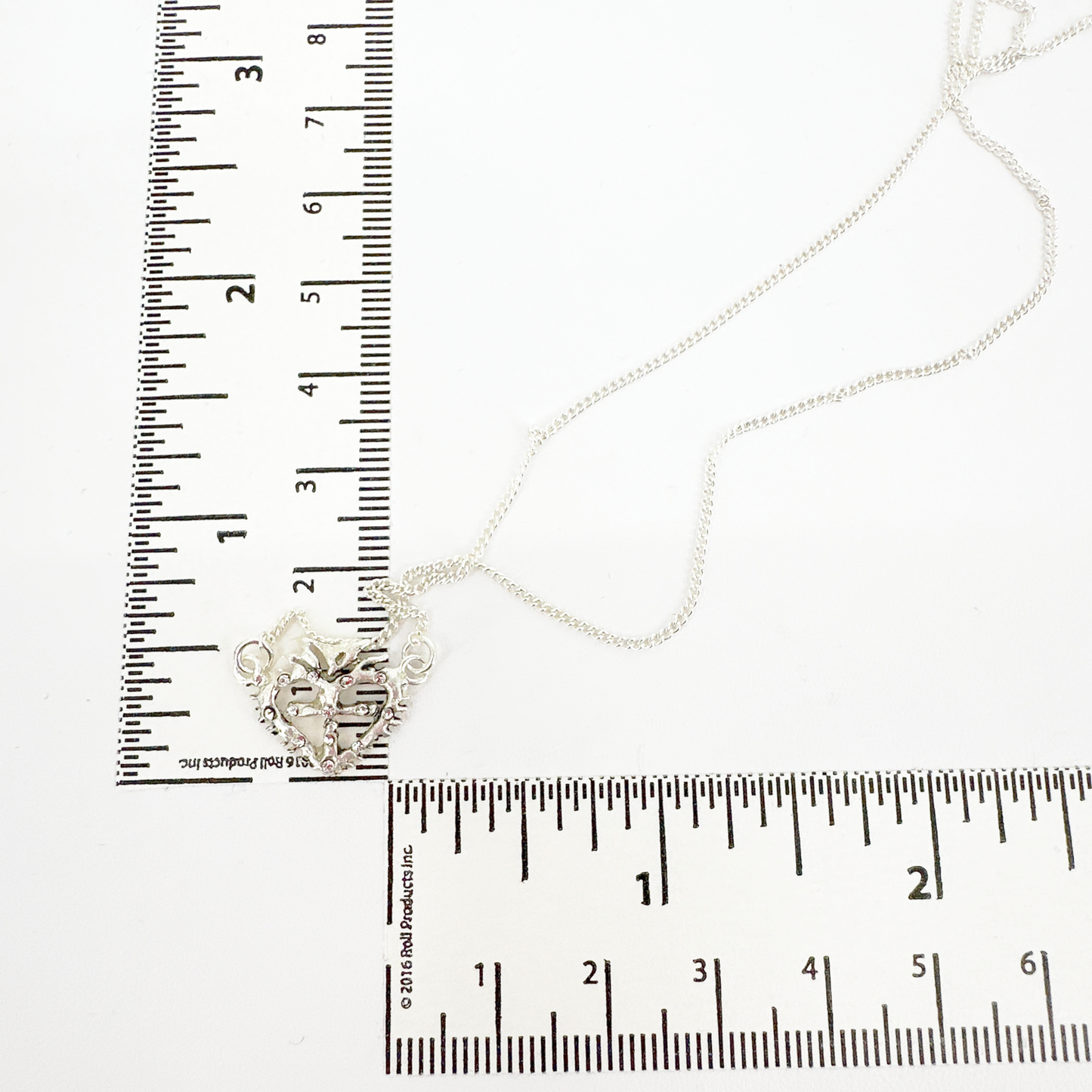 VIRGINS SAINTS & ANGELS VSA Queen of Hearts Petite Crystal Logo Necklace Silver