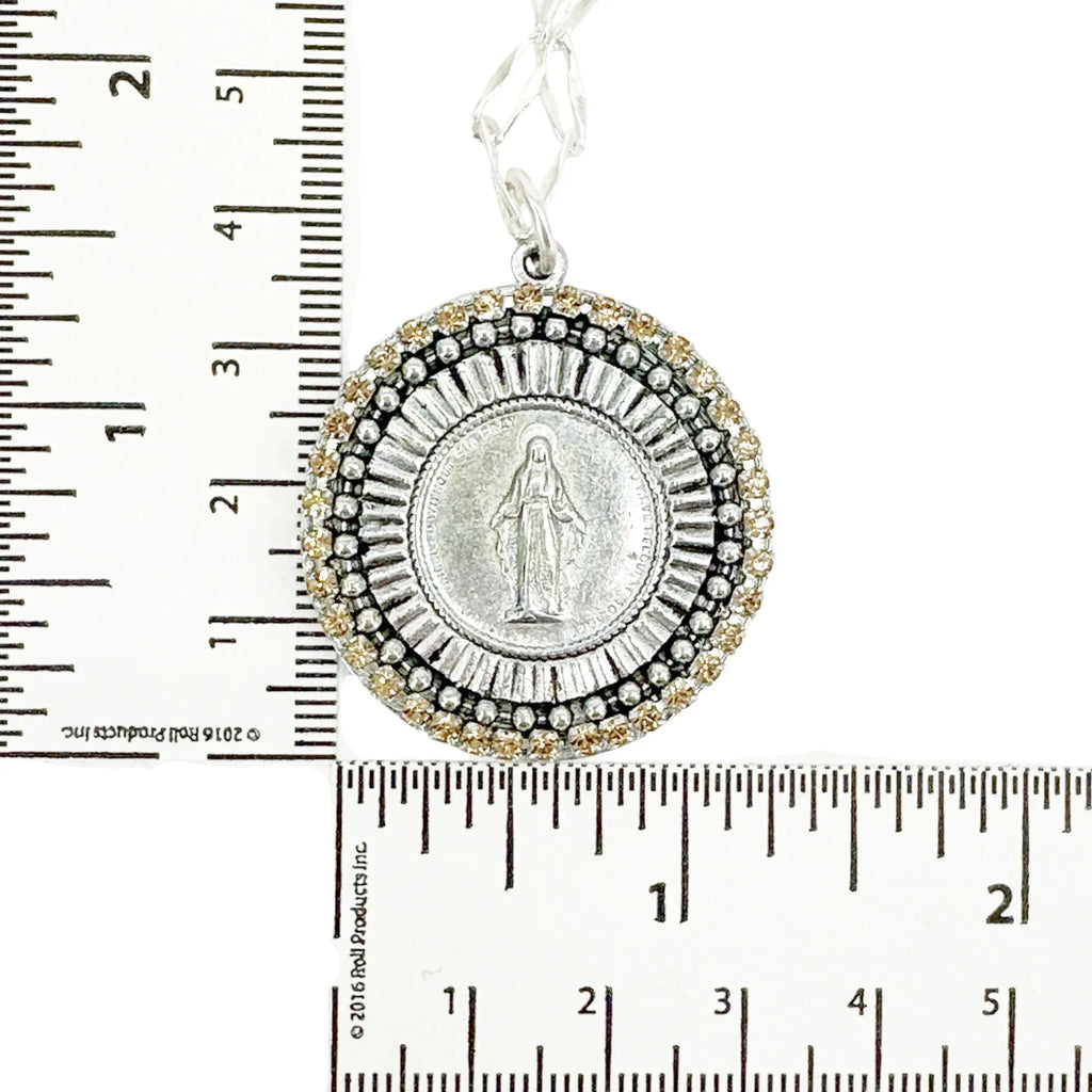 VIRGINS SAINTS & ANGELS Disco Virgin Charm Necklace Silver&Light Colorado Topaz - flyKAMP