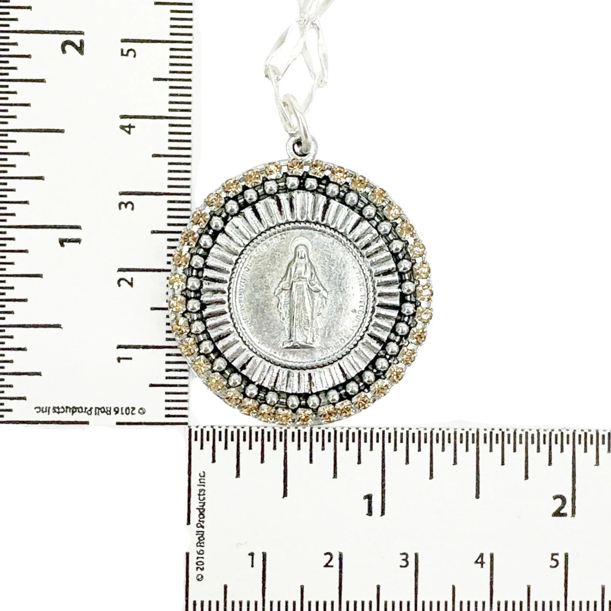 VIRGINS SAINTS & ANGELS Disco Virgin Charm Necklace Silver&Light Colorado Topaz - flyKAMP