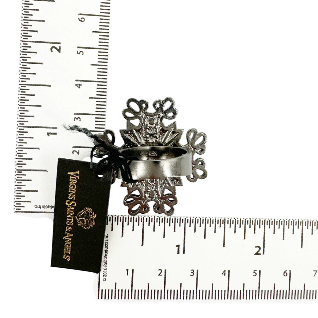 VIRGINS SAINTS & ANGELS VSA Electra Cross Ring in Gunmetal Size 7 - flyKAMP