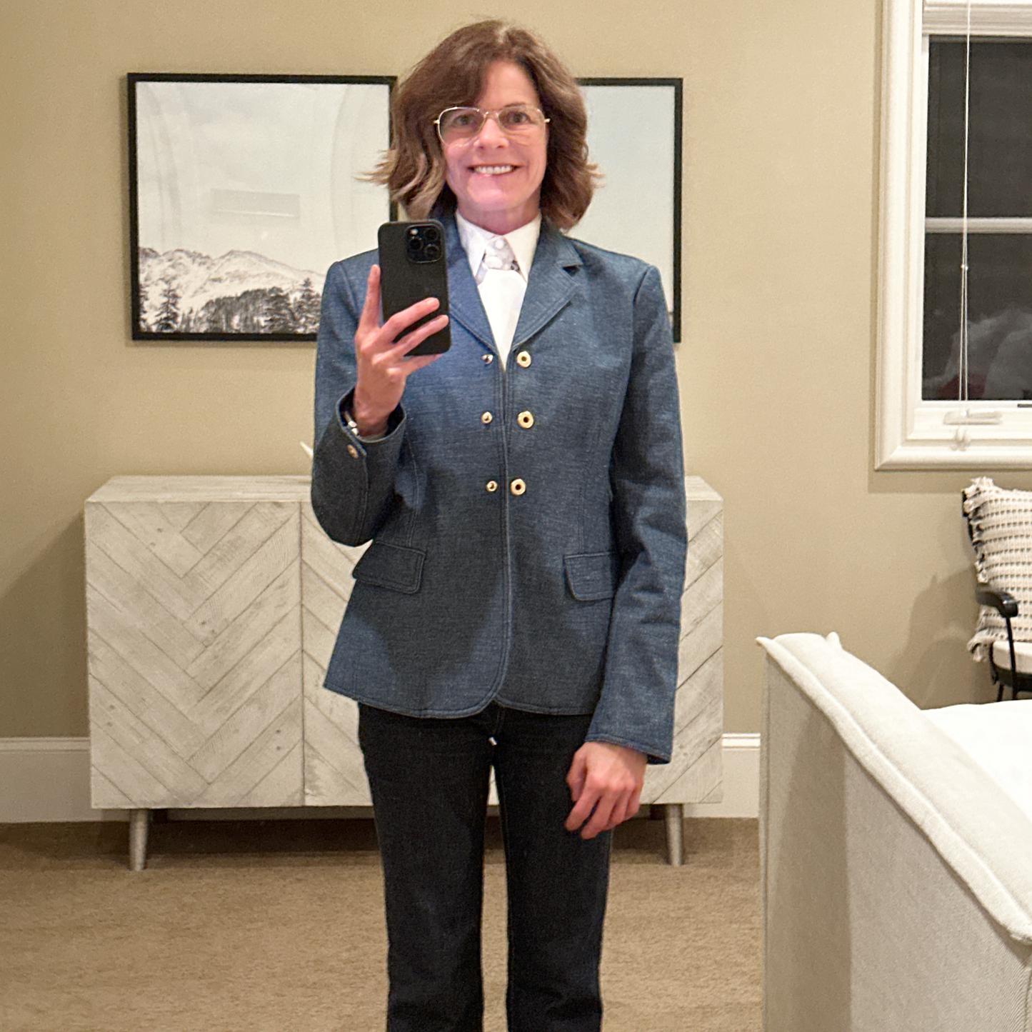 TORY BURCH Raw Denim Blazer in Unwashed Rinse 4|S