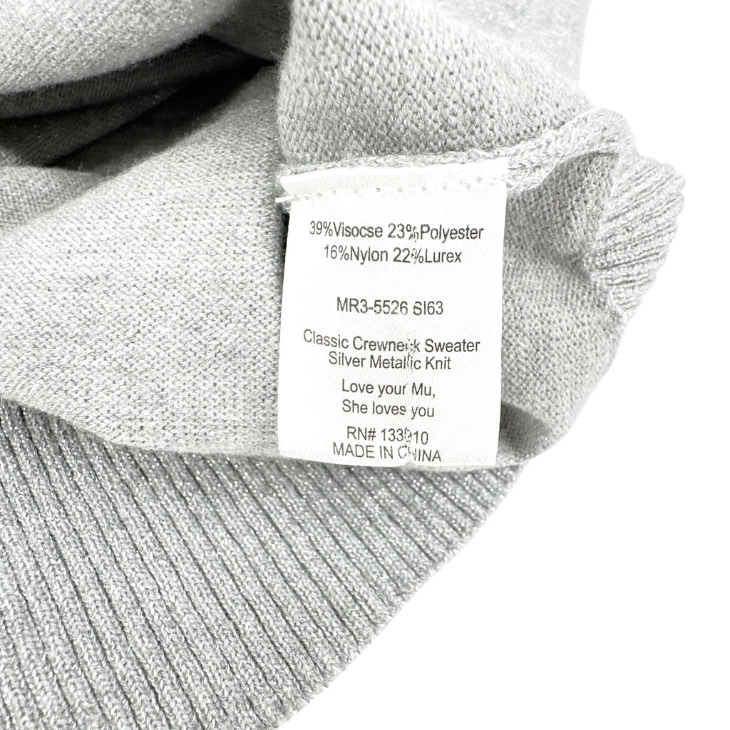 SHOW ME YOUR MUMU Classic Crewneck Sweater Silver Metallic XS - flyKAMP