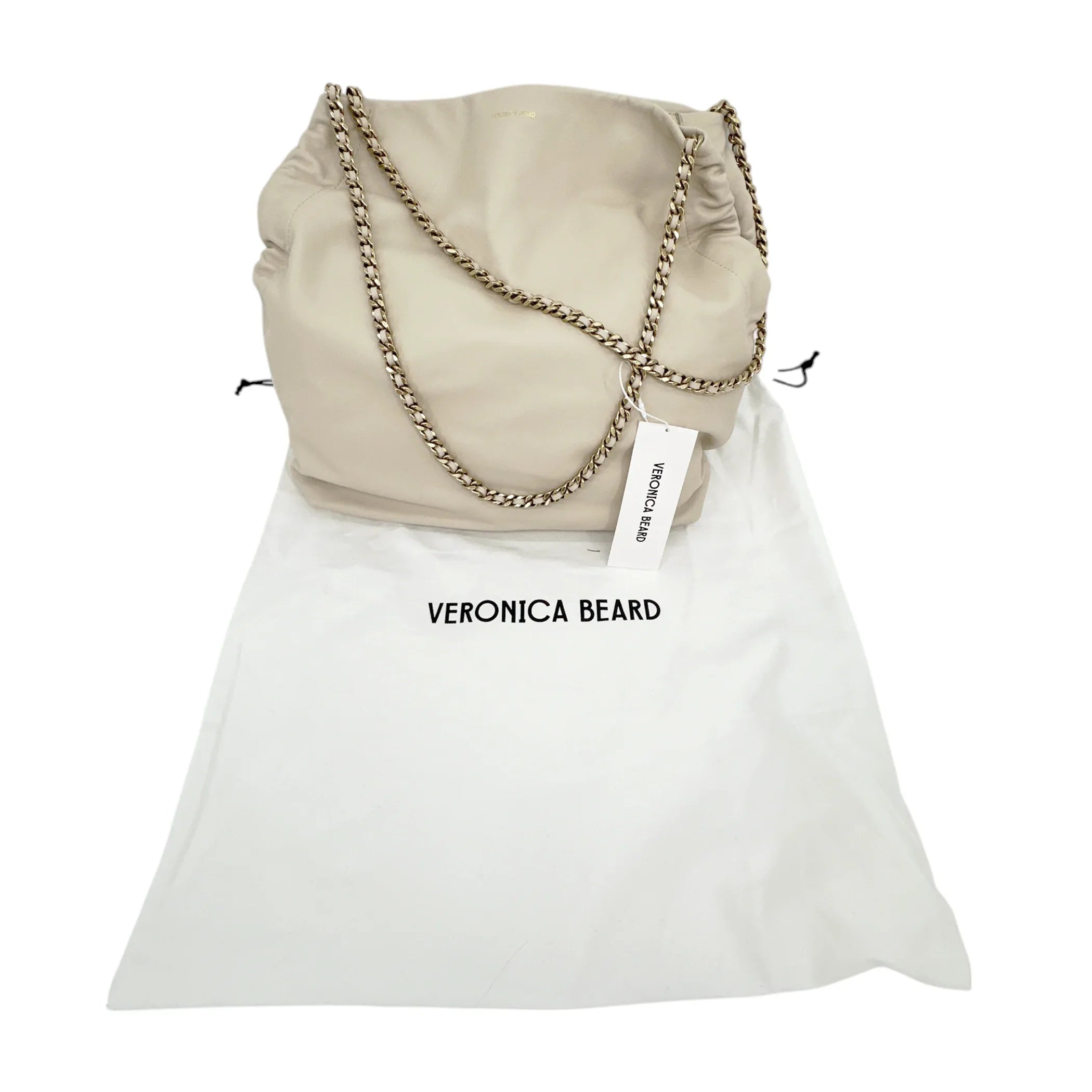VERONICA BEARD Leather Slouch Bag in Ivory - flyKAMP