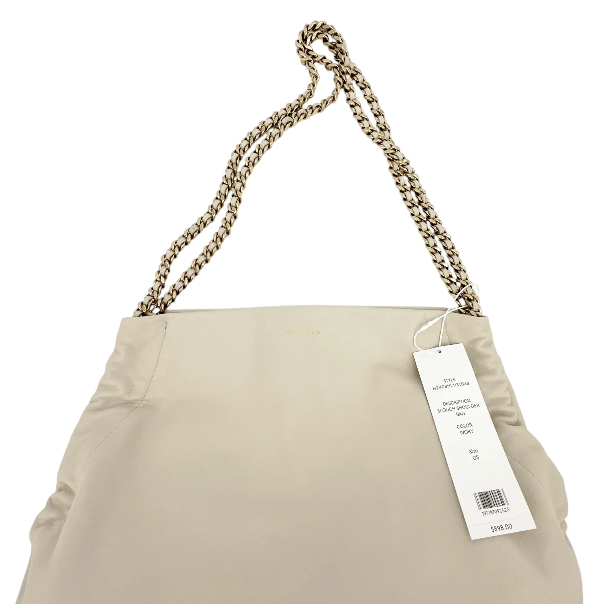 VERONICA BEARD Leather Slouch Bag in Ivory - flyKAMP