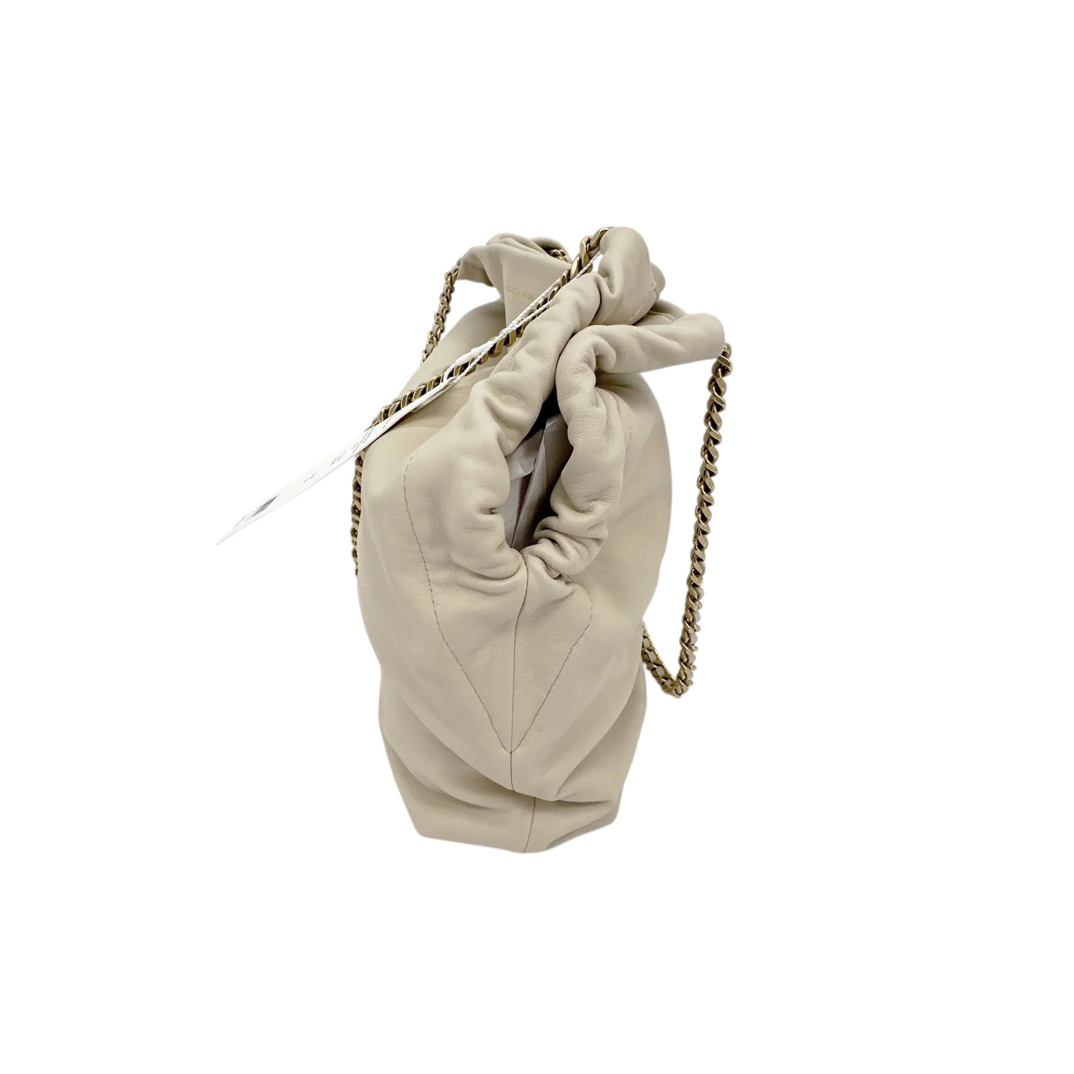VERONICA BEARD Leather Slouch Bag in Ivory - flyKAMP