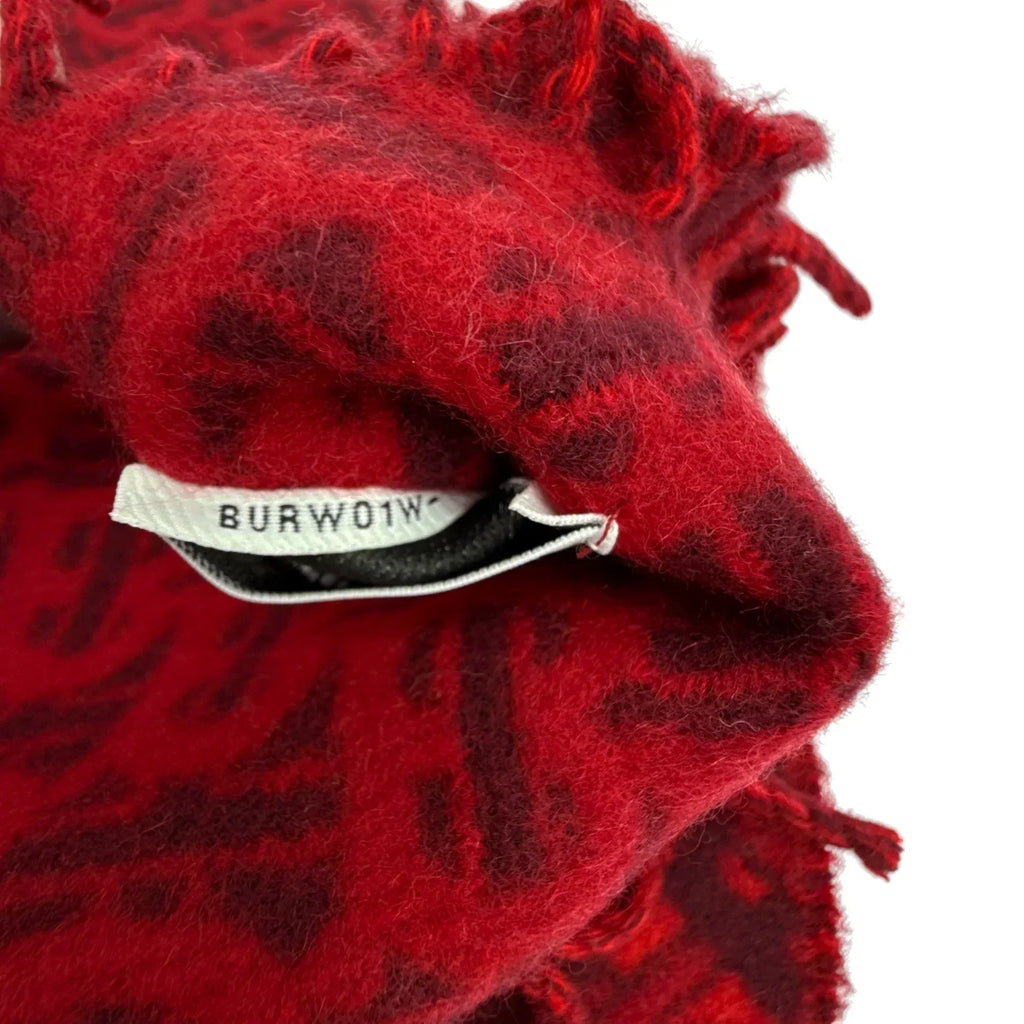 BURBERRY TB Motif Jacquard Cashmere Scarf in Red - flyKAMP