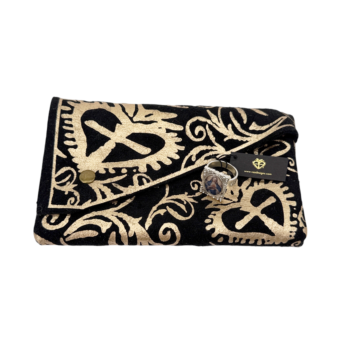 VIRGINS SAINTS & ANGELS VSA Retablo Square Framed Charm Ring in Silver 7