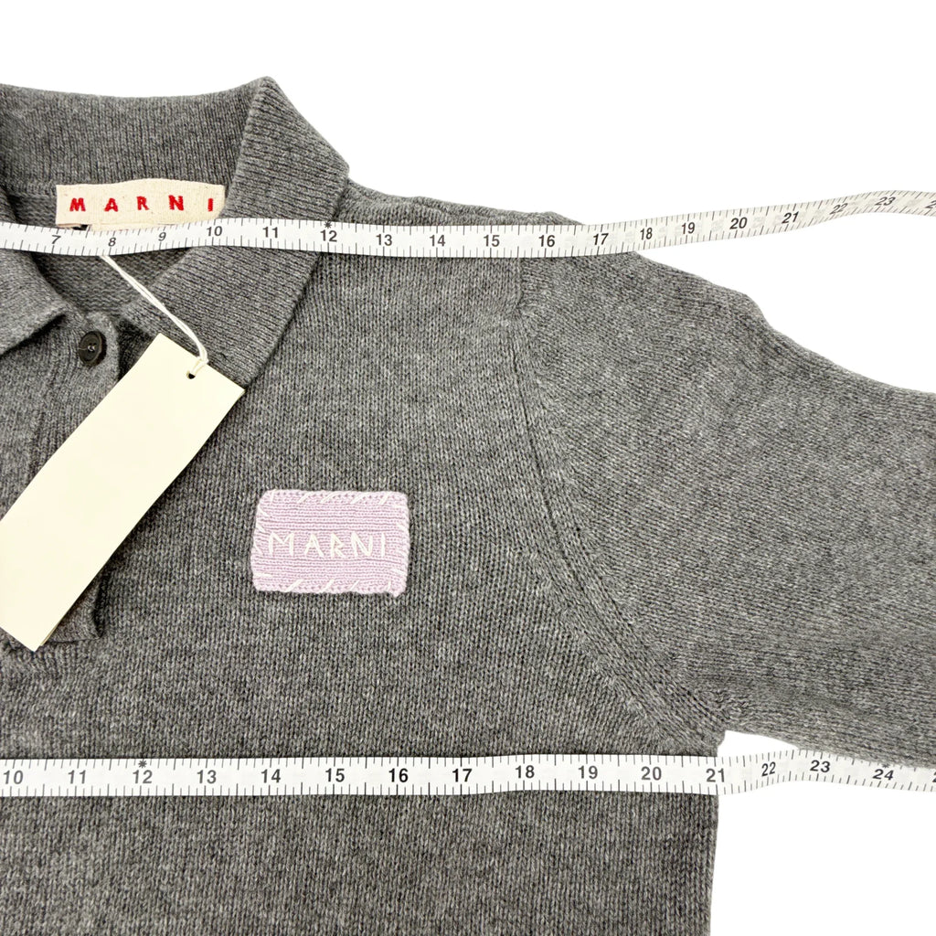MARNI Cashmere Polo Jumper with Marni Patch in Graphite IT46|US10 - flyKAMP