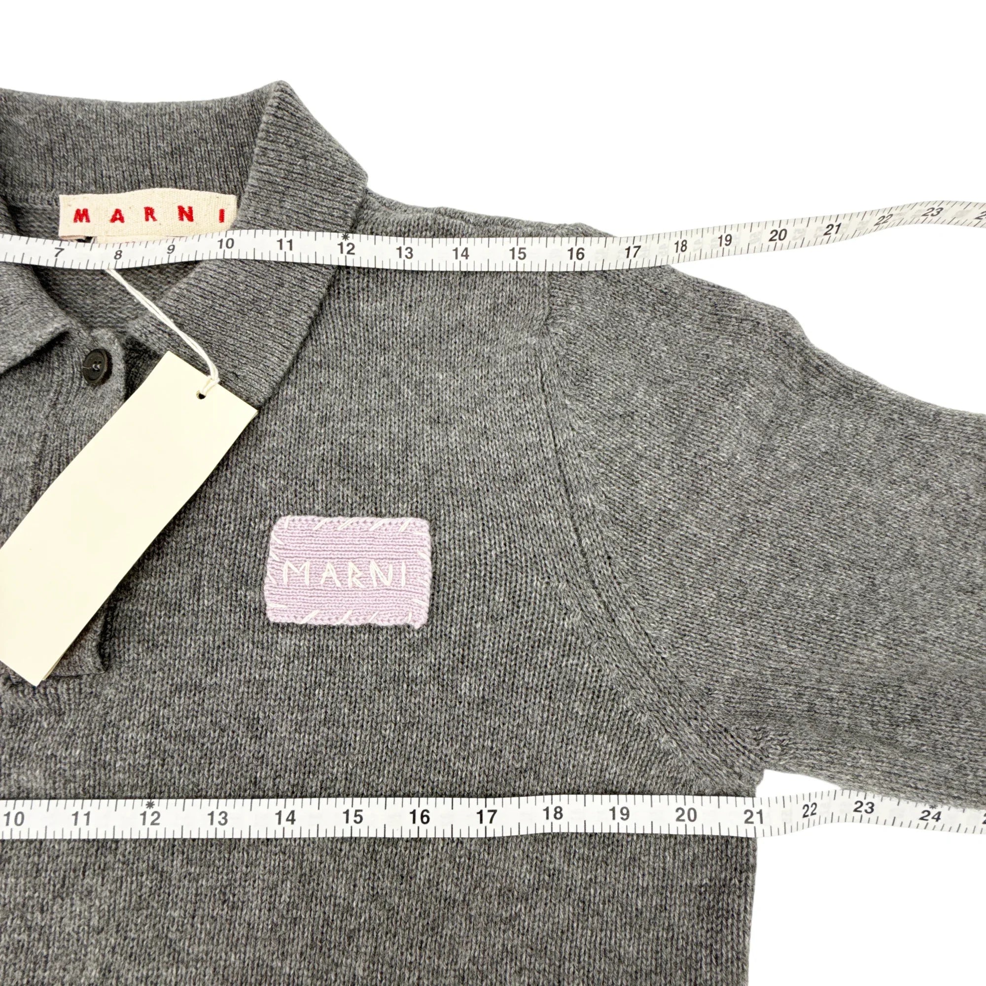 MARNI Cashmere Polo Jumper with Marni Patch in Graphite IT46|US10 - flyKAMP