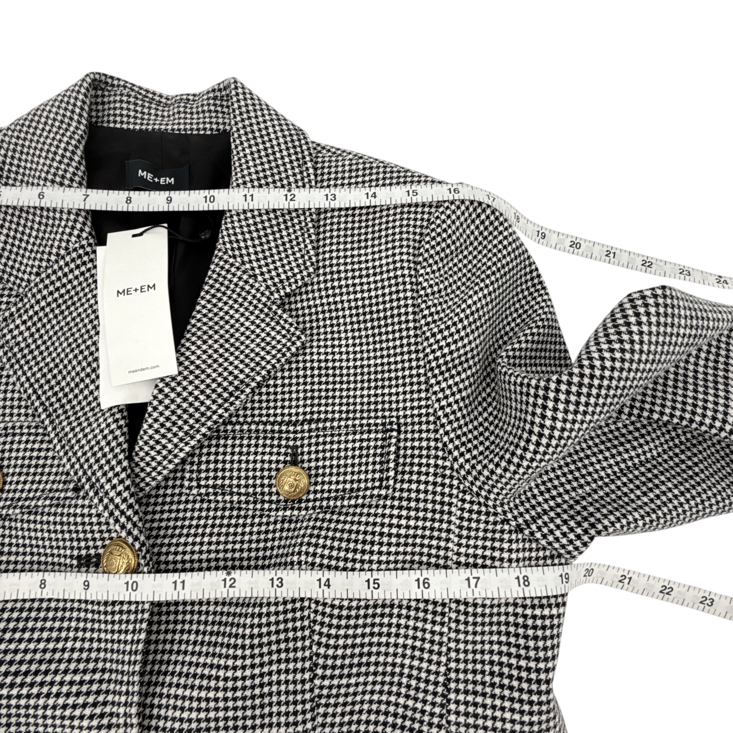 ME+EM Bracelet Sleeve Houndstooth Crop Jacket 8|M