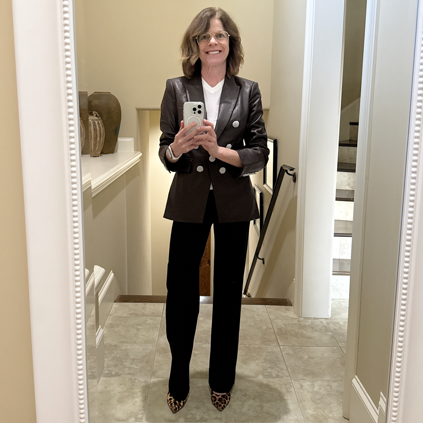 VERONICA BEARD Oneta Leather Dickey Jacket in Brown 2