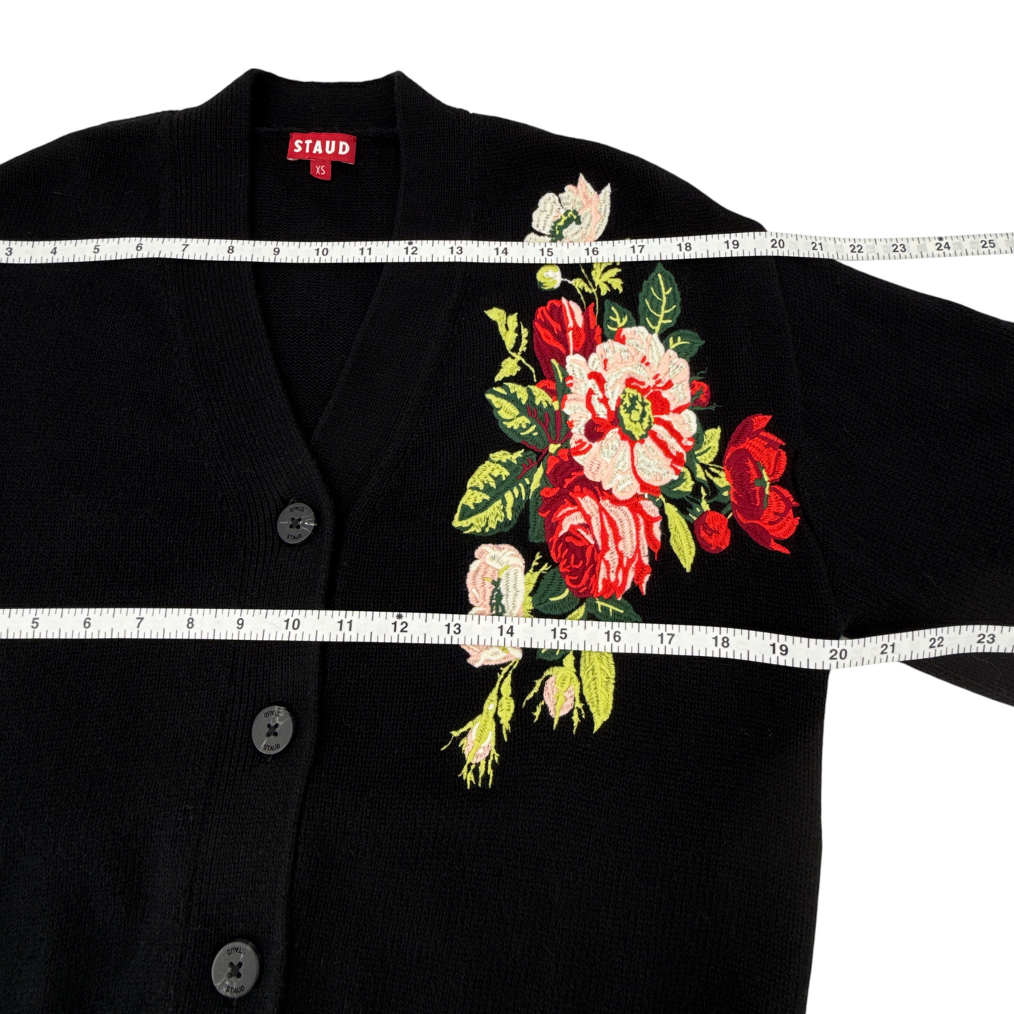 STAUD Rook Floral Embroidered Cardigan XS