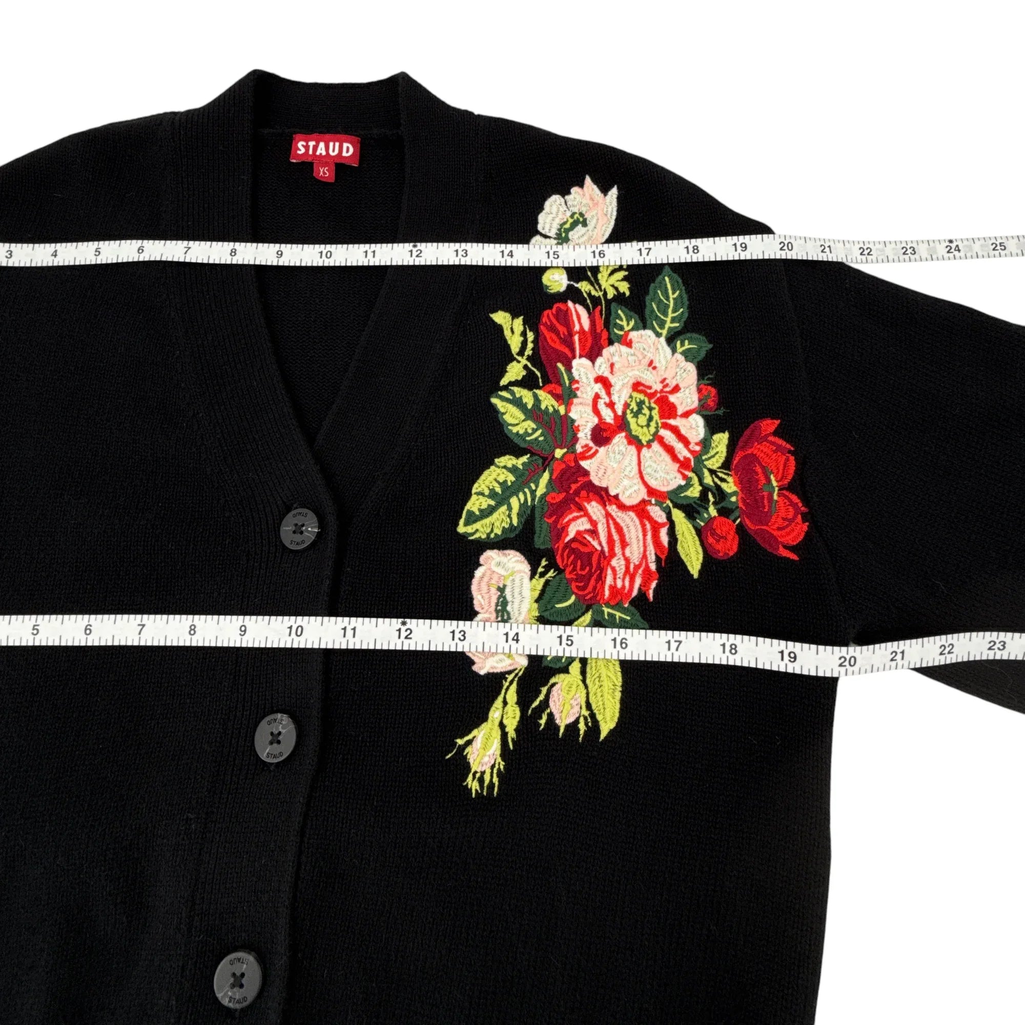 STAUD Rook Floral Embroidered Cardigan XS - flyKAMP