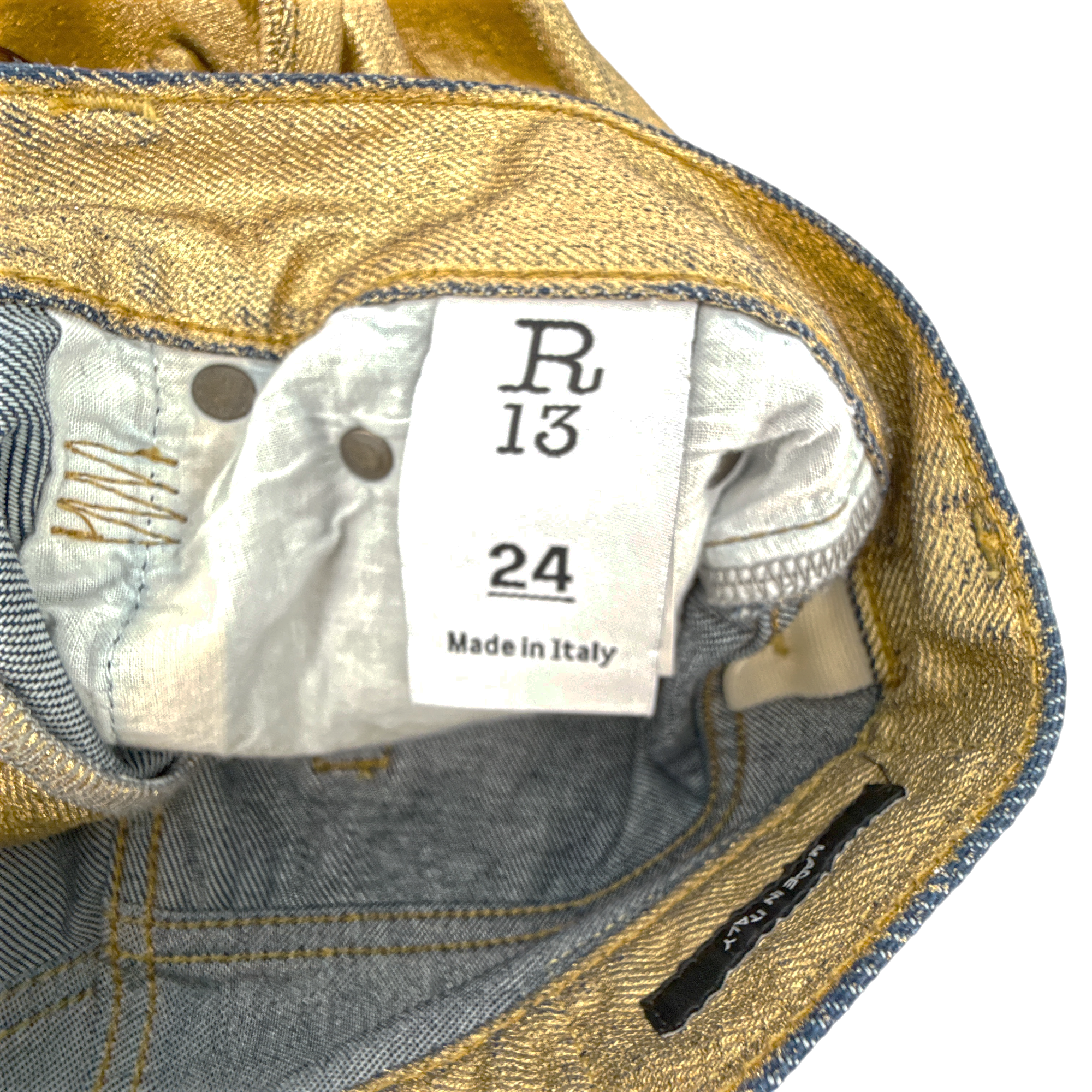 R13 Boyfriend Jean in Gold Indigo 24 R13