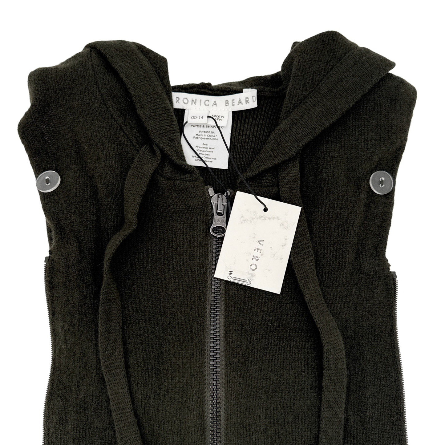 VERONICA BEARD Cashmere Hoodie Dickey in Army