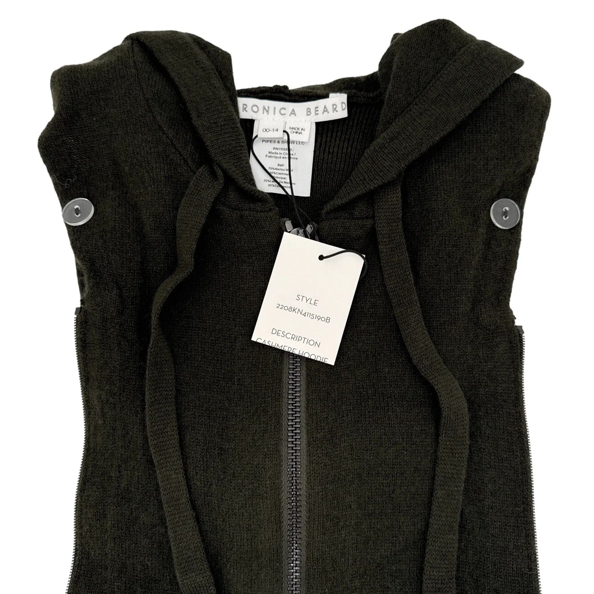 VERONICA BEARD Cashmere Hoodie Dickey in Army - flyKAMP
