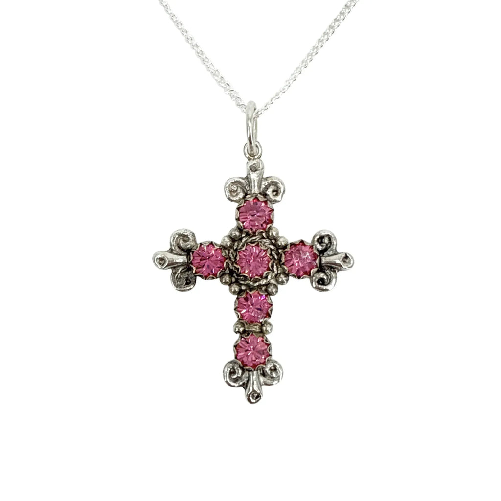 VIRGINS SAINTS & ANGELS VSA Addie Charm Necklace Silver & Pink - flyKAMP