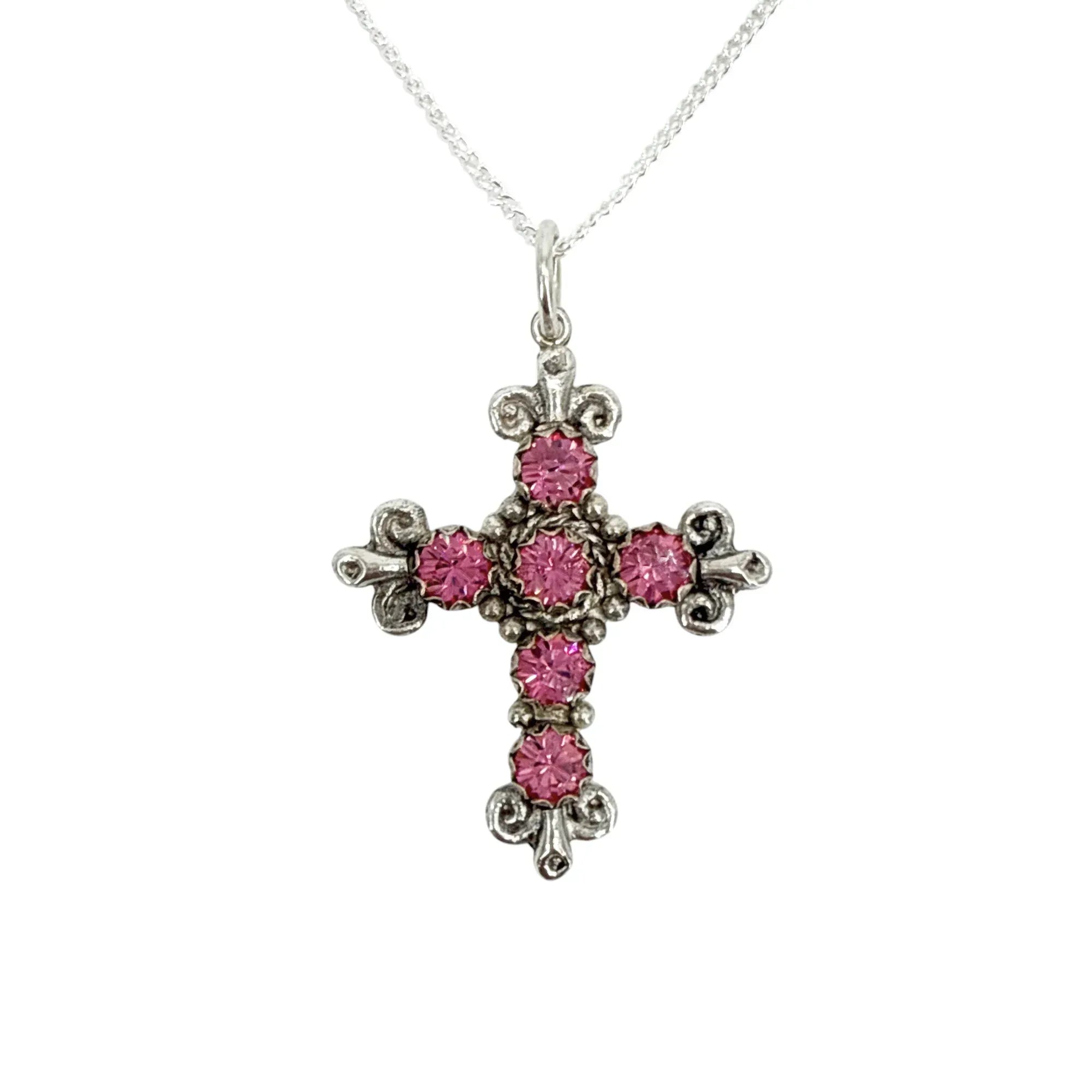 VIRGINS SAINTS & ANGELS VSA Addie Charm Necklace Silver & Pink - flyKAMP