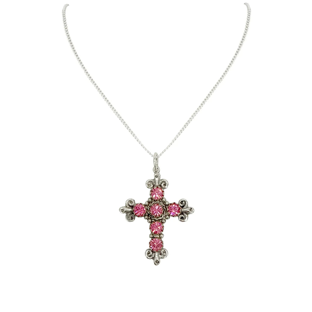 VIRGINS SAINTS & ANGELS VSA Addie Charm Necklace Silver & Pink - flyKAMP