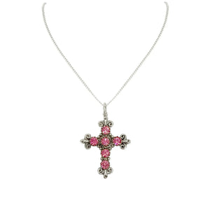 VIRGINS SAINTS & ANGELS VSA Addie Charm Necklace Silver & Pink