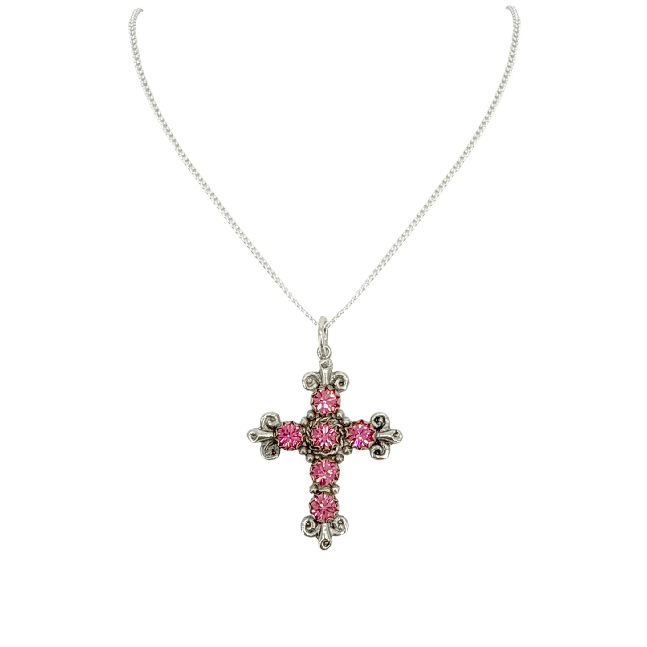 VIRGINS SAINTS & ANGELS VSA Addie Charm Necklace Silver & Pink - flyKAMP