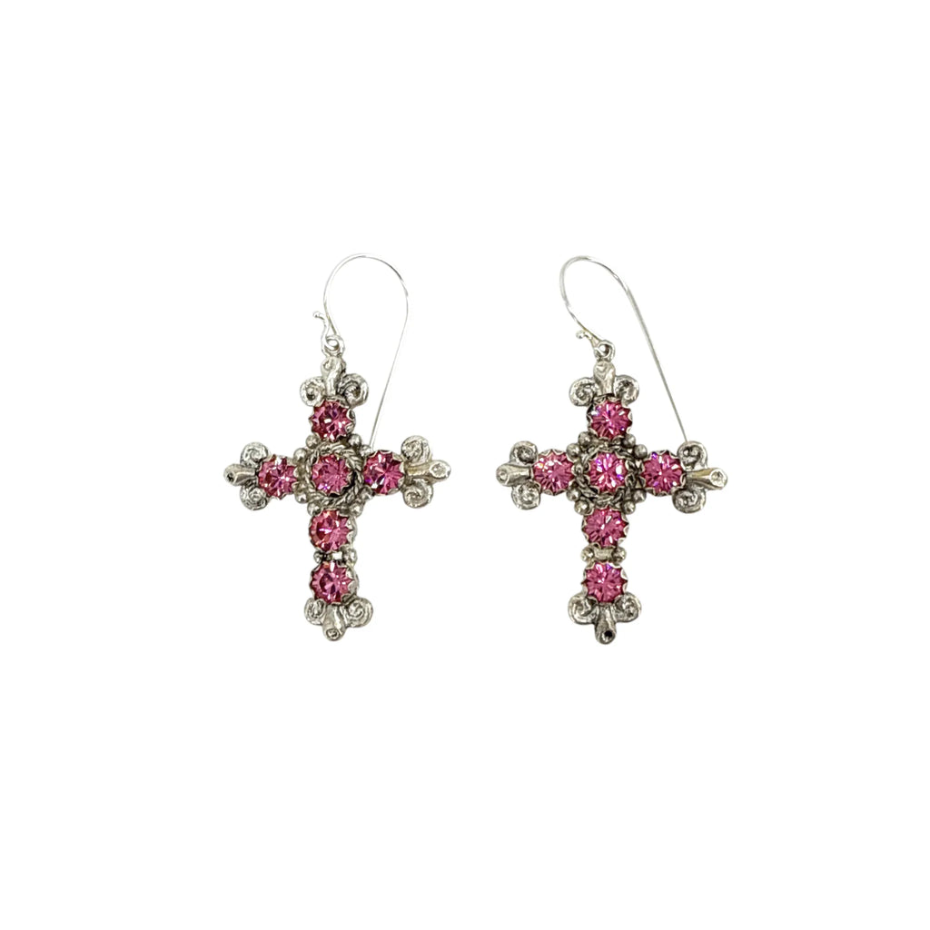 VIRGINS SAINTS & ANGELS VSA Addie Earrings Silver & Fuchsia Pink - flyKAMP