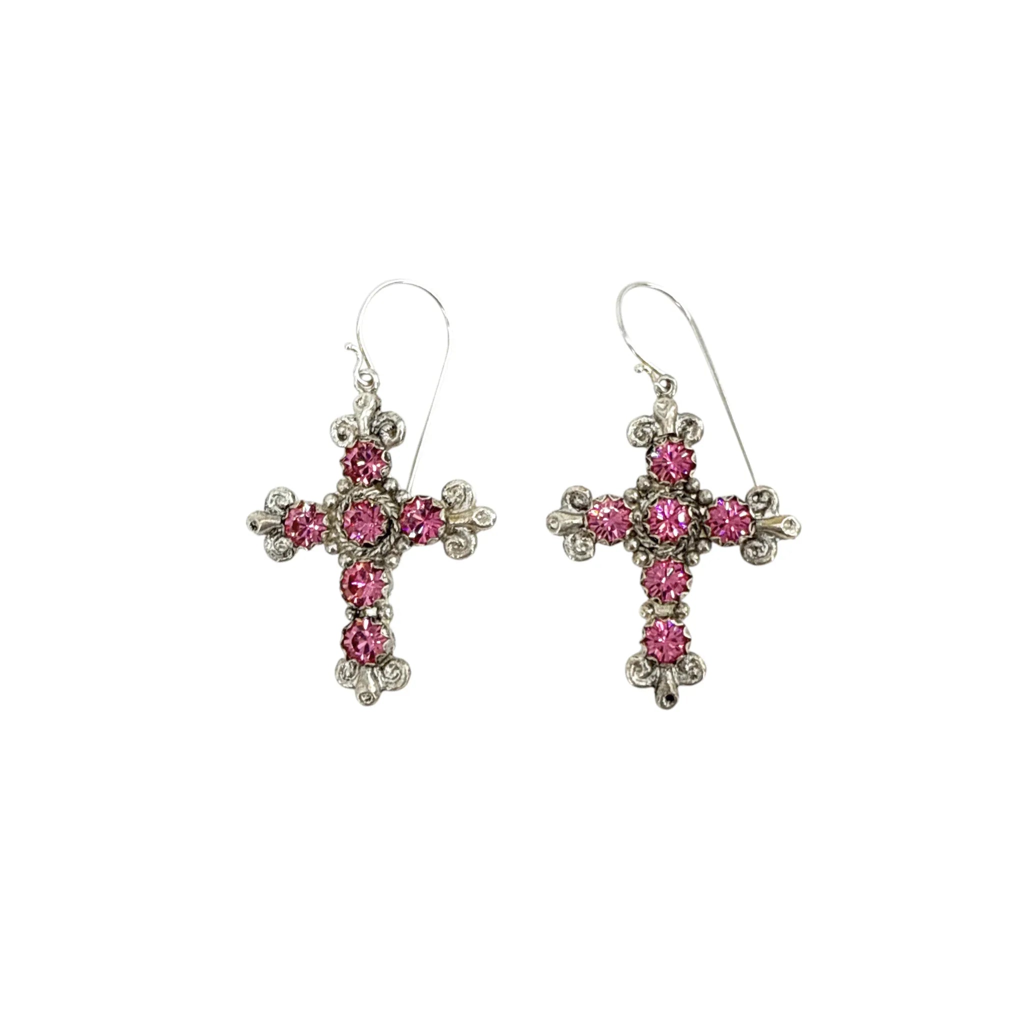 VIRGINS SAINTS & ANGELS VSA Addie Earrings Silver & Fuchsia Pink - flyKAMP