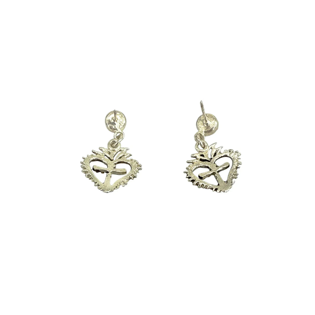 VIRGINS SAINTS & ANGELS VSA Queen of Hearts Crystal Drop Post Earrings in Silver - flyKAMP