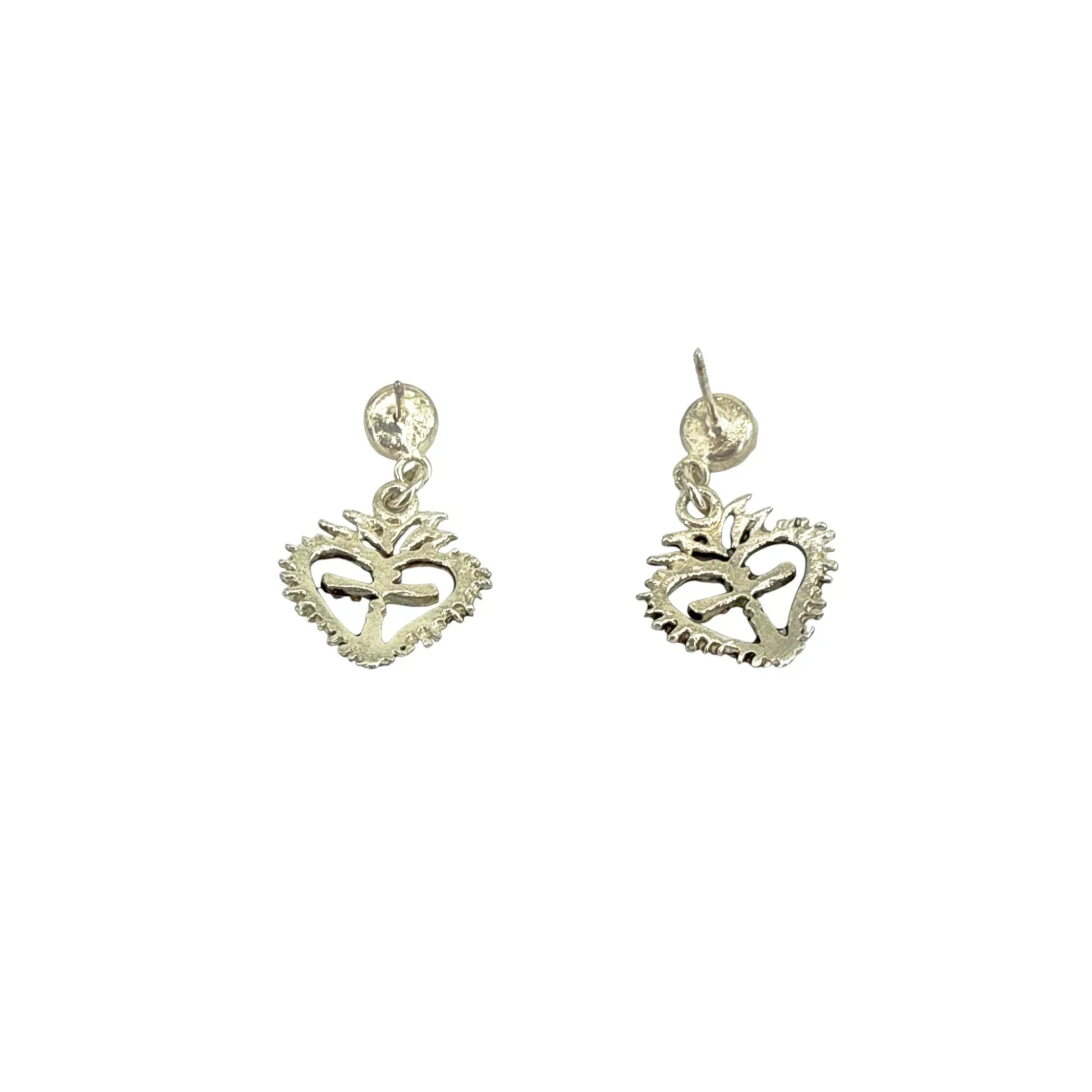 VIRGINS SAINTS & ANGELS VSA Queen of Hearts Crystal Drop Post Earrings in Silver - flyKAMP