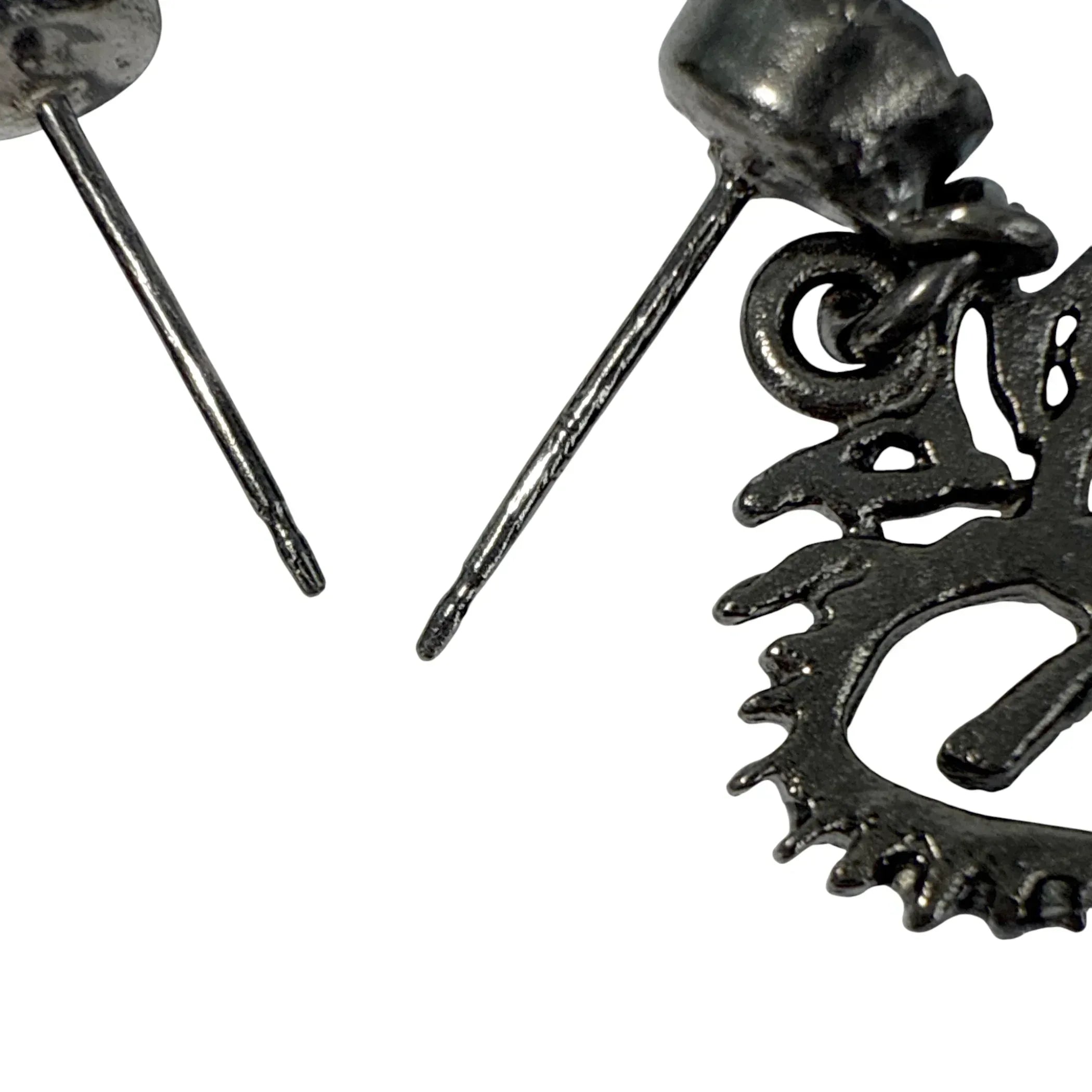 VIRGINS SAINTS & ANGELS VSA Queen of Hearts Crystal Drop Post Earrings in Gunmetal - flyKAMP