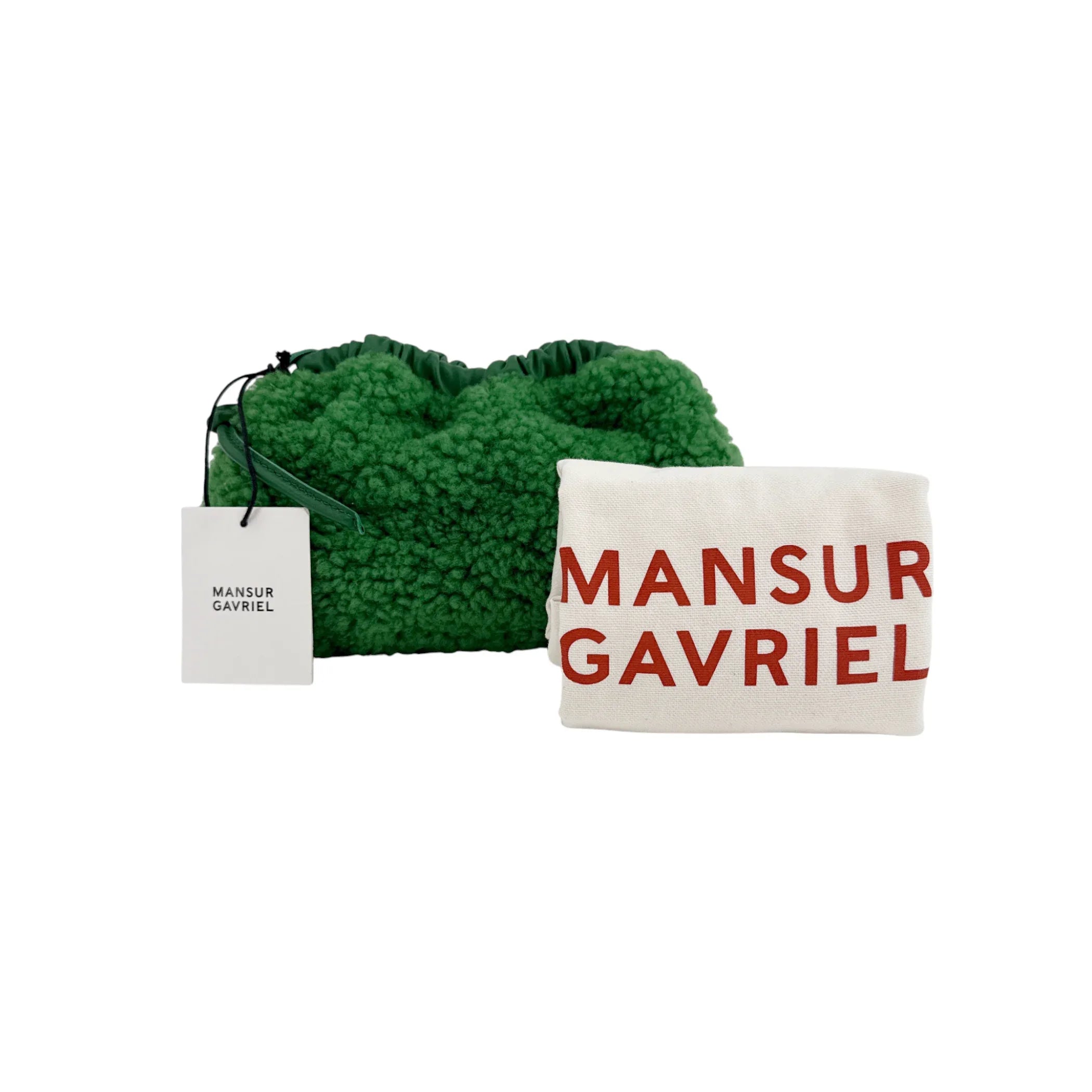 MANSUR GAVRIEL Mini Cloud Clutch Bag in Emerald Shearling - flyKAMP
