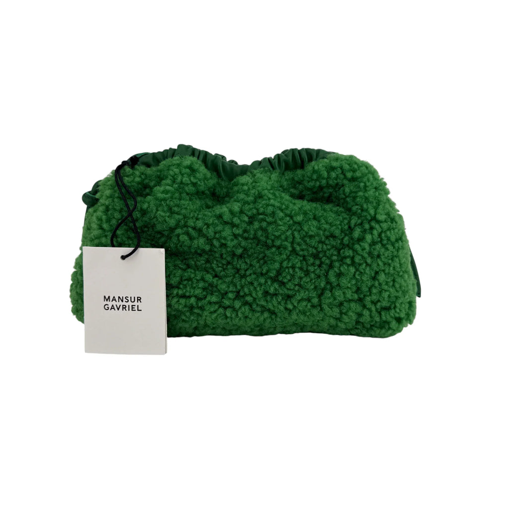 MANSUR GAVRIEL Mini Cloud Clutch Bag in Emerald Shearling - flyKAMP