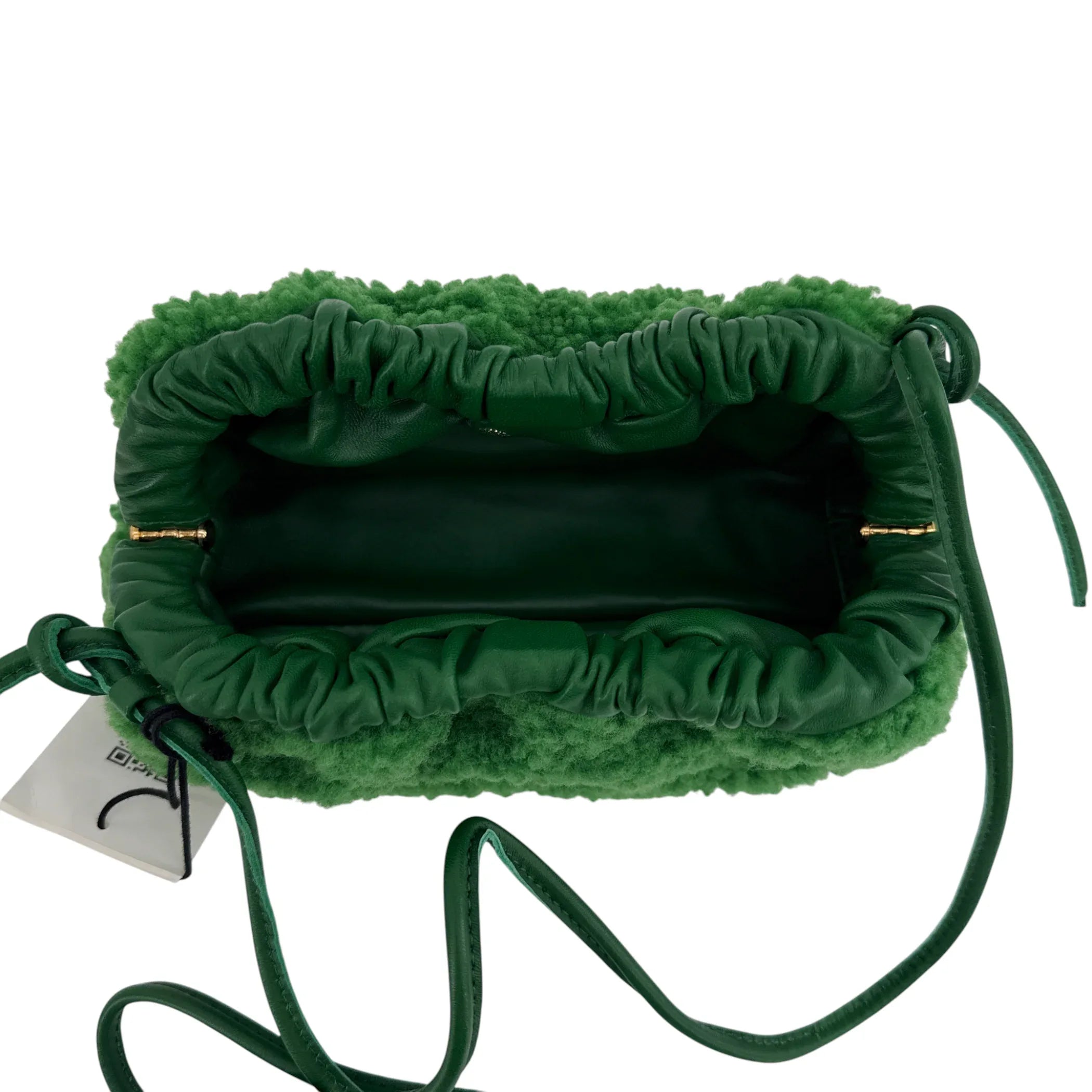 MANSUR GAVRIEL Mini Cloud Clutch Bag in Emerald Shearling - flyKAMP