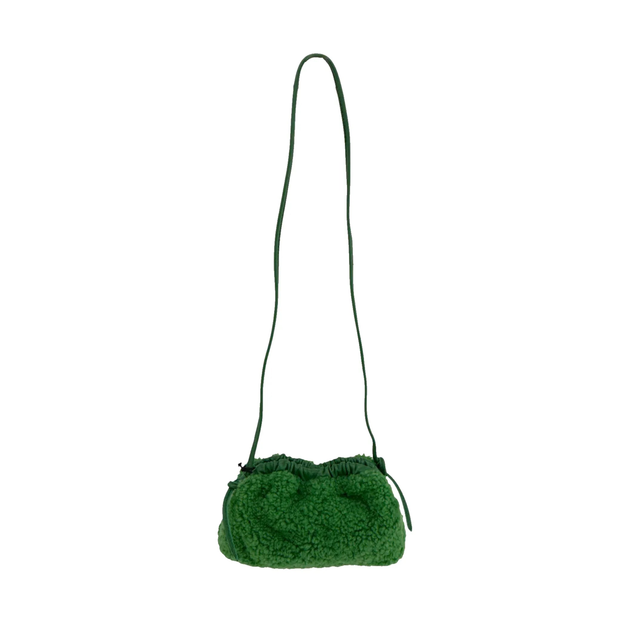 MANSUR GAVRIEL Mini Cloud Clutch Bag in Emerald Shearling - flyKAMP