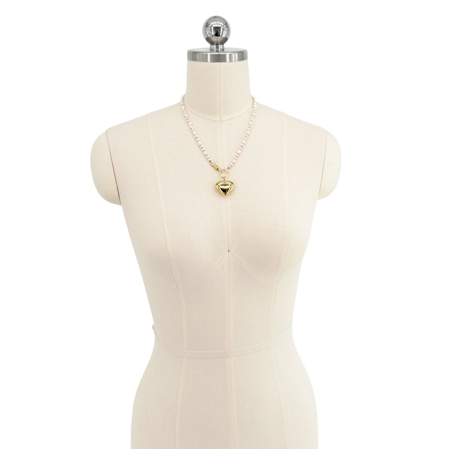 MAISON IREM Big Heart Necklace Pearl & Gold