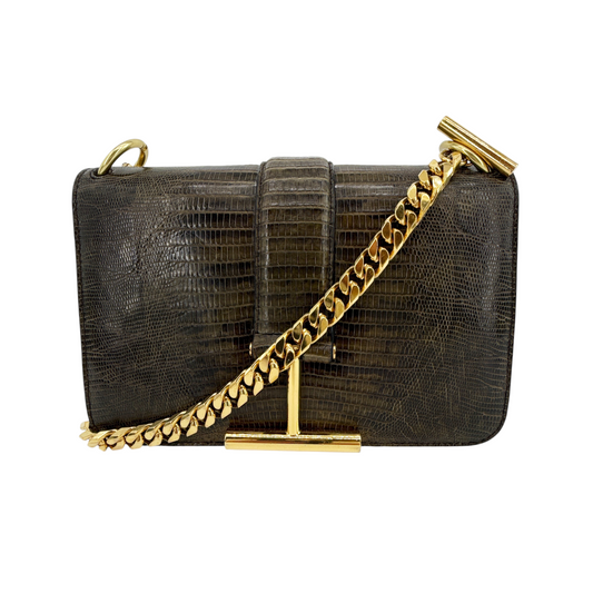 TOM FORD Tara Chain Tejus Lizard Shoulder Bag