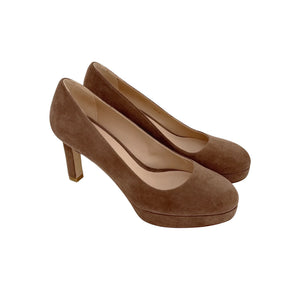STUART WEITZMAN Larsa Suede Platform Pump in Taupe 6.5M