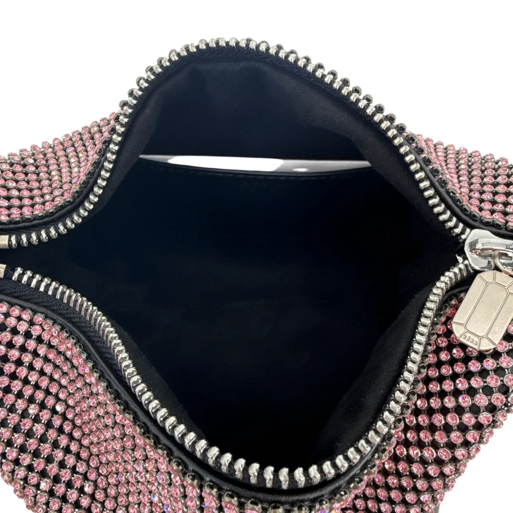 EERA Moon Bag Crystal Mesh Pink | Black Snap Hook - flyKAMP