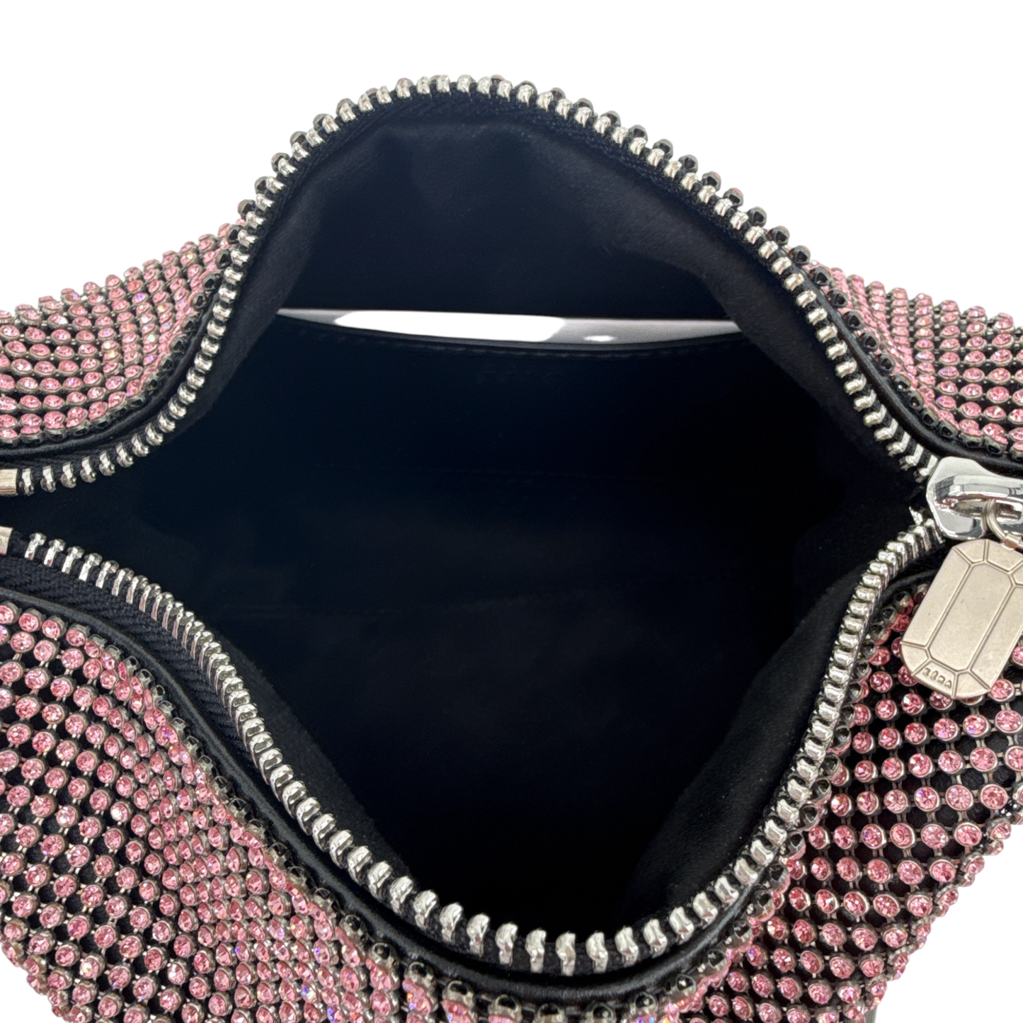EERA Moon Bag Crystal Mesh Pink | Black Snap Hook