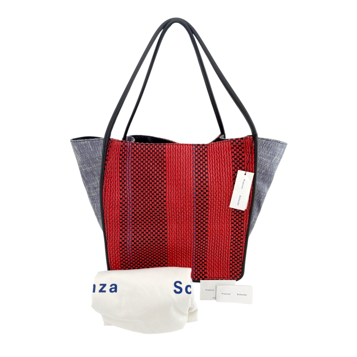 PROENZA SCHOULER XL Mixed Woven Tote Bag Red/Blue