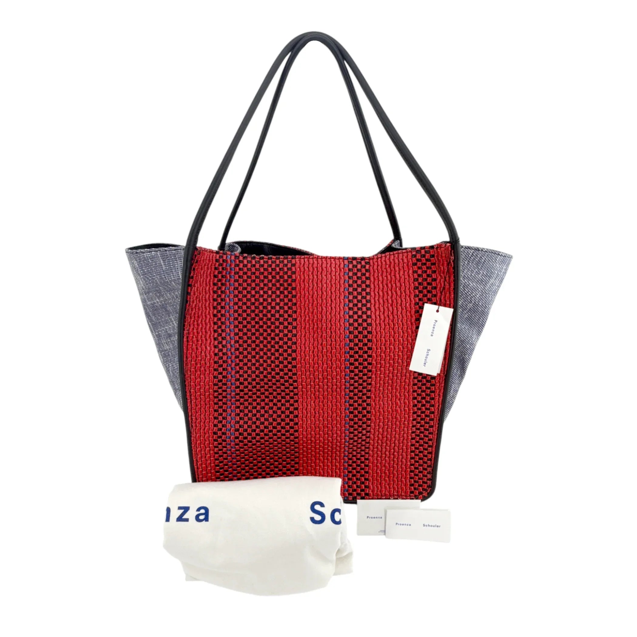 PROENZA SCHOULER XL Mixed Woven Tote Bag Red/Blue - flyKAMP