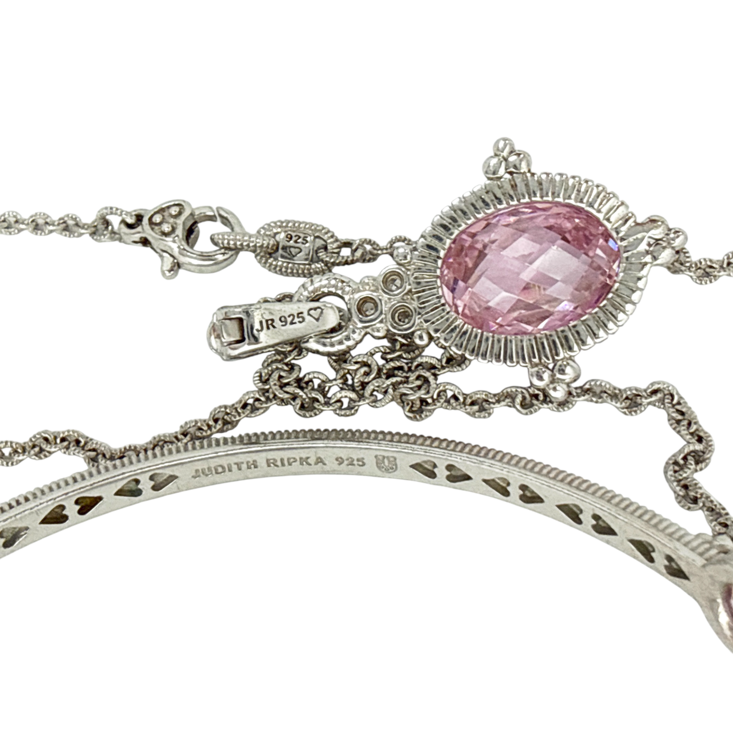 JUDITH RIPKA SS Pendant Necklace & Crystal Station Bracelet