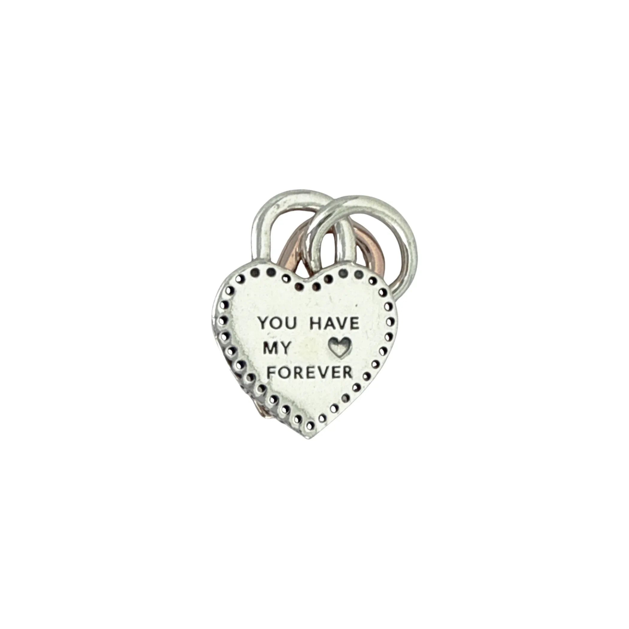 PANDORA Two-tone Twistable Heart Padlock Double Dangle Charm - flyKAMP