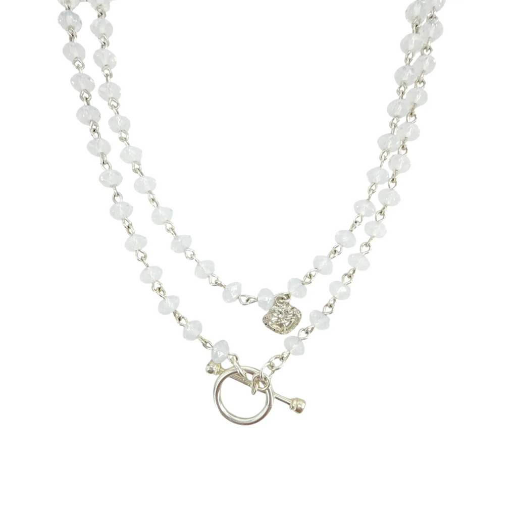 VIRGINS SAINTS & ANGELS VSA Delfina 6mm Rondelle White Opal & Silver - flyKAMP